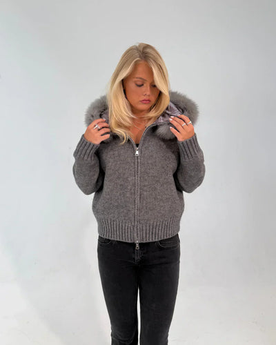 Fur Jacket Satin - Gray