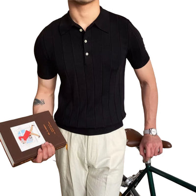 Geripptes Baumwoll-Polo
