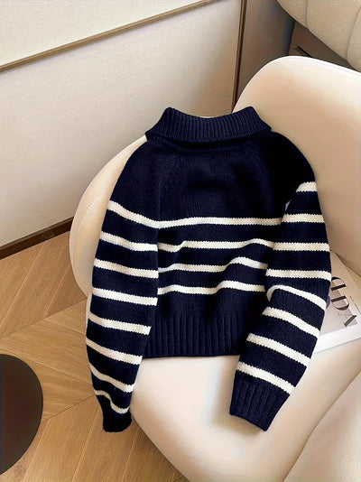 Striped Half-Zip Sweater