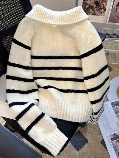 Striped Half-Zip Sweater