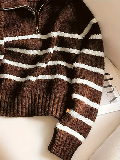 Striped Half-Zip Sweater