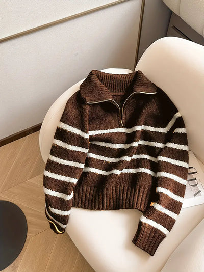 Striped Half-Zip Sweater