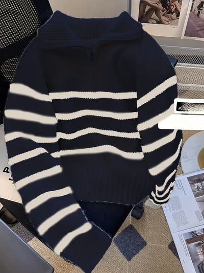 Striped Half-Zip Sweater