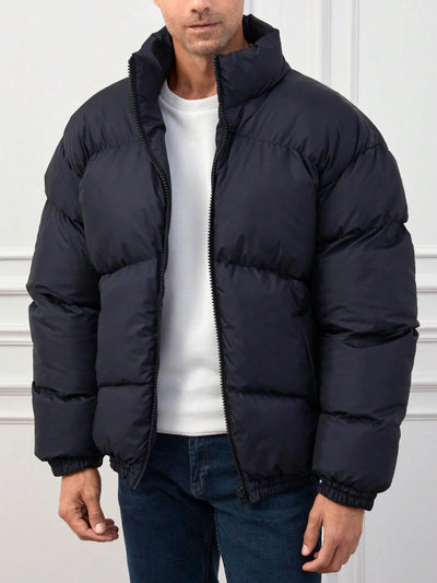 Einfarbige Steppjacke mit Reißverschluss