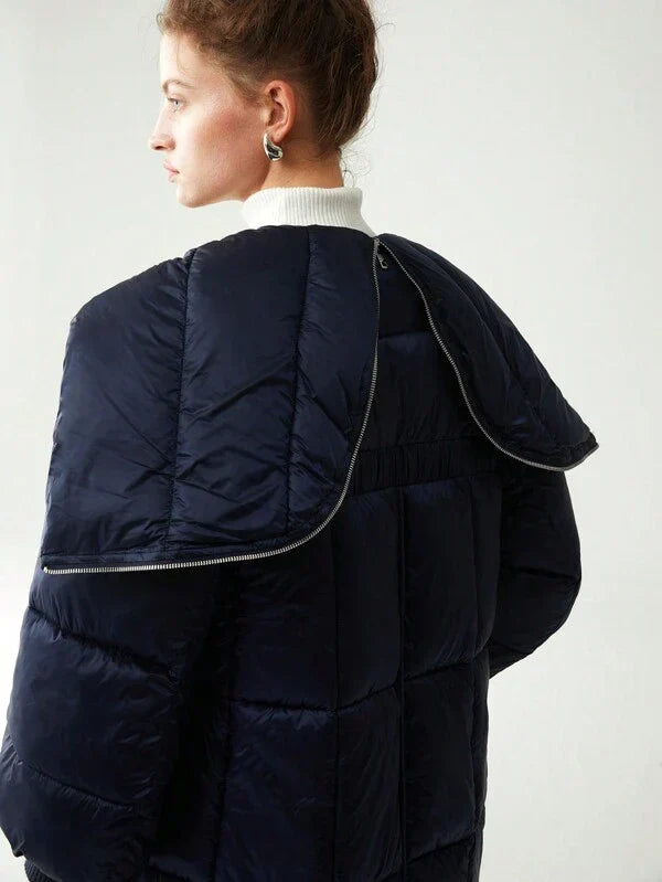 Lange Steppjacke mit Kapuze