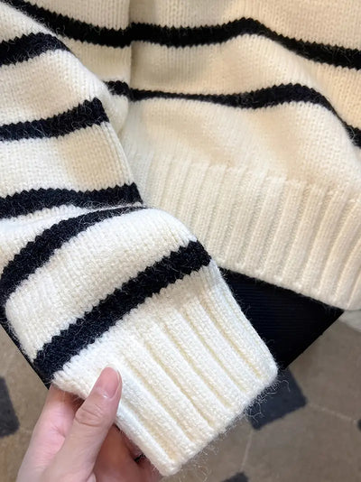 Striped Half-Zip Sweater