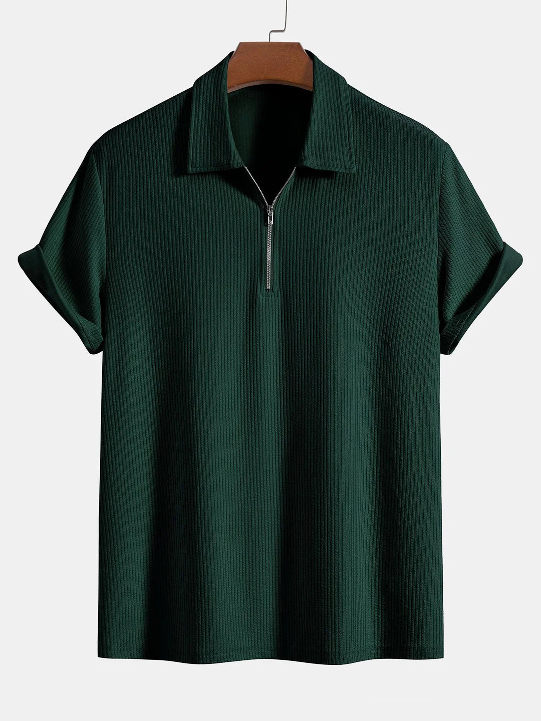 Gestricktes geripptes Zip-Polo