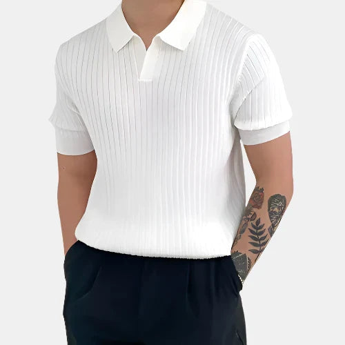 Geripptes Baumwoll-Polo