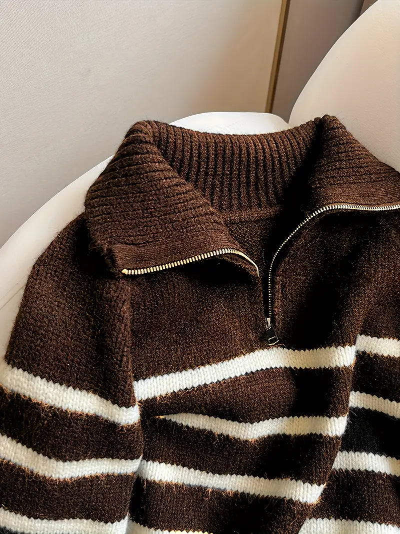 Striped Half-Zip Sweater