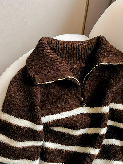 Striped Half-Zip Sweater