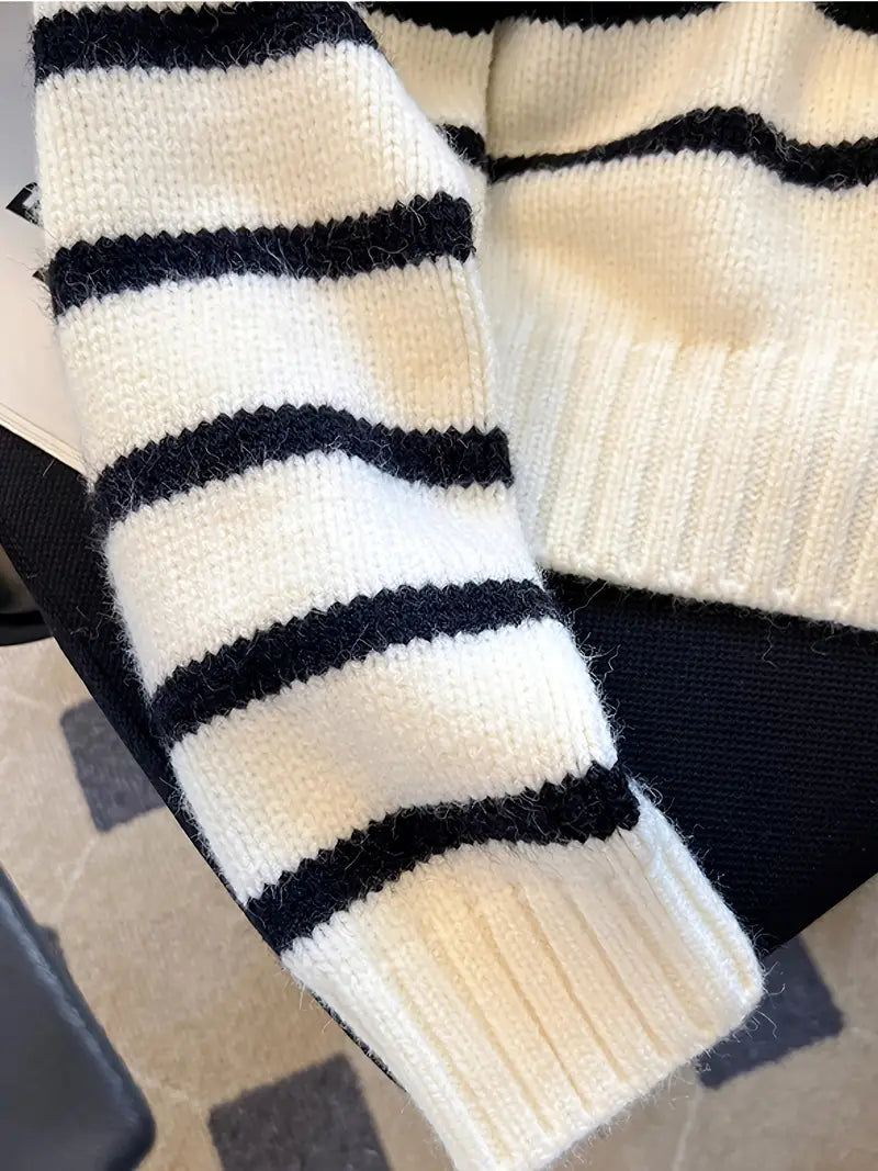 Striped Half-Zip Sweater
