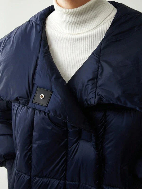 Lange Steppjacke mit Kapuze
