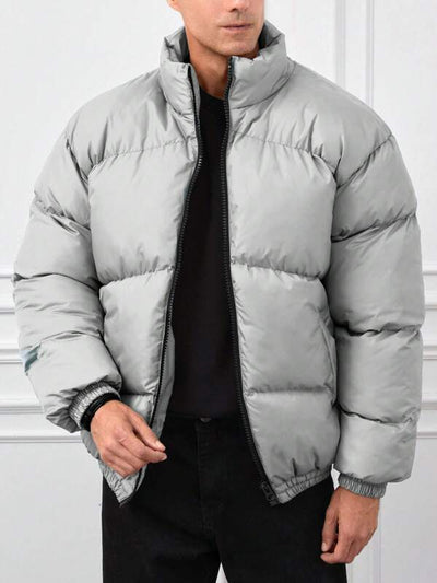 Einfarbige Steppjacke mit Reißverschluss