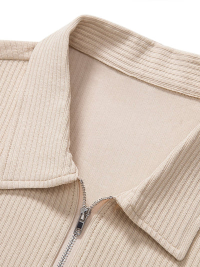 Gestricktes geripptes Zip-Polo