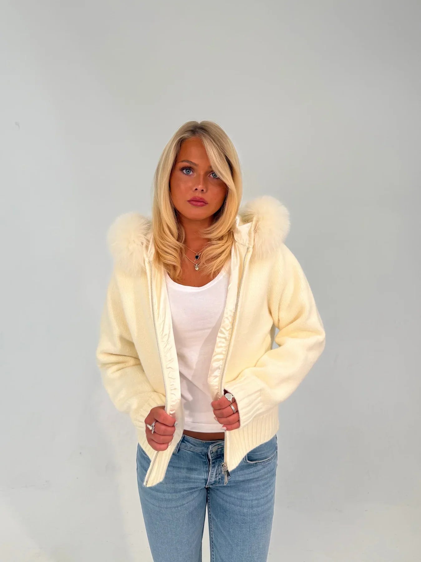 Fur Jacket Satin - White