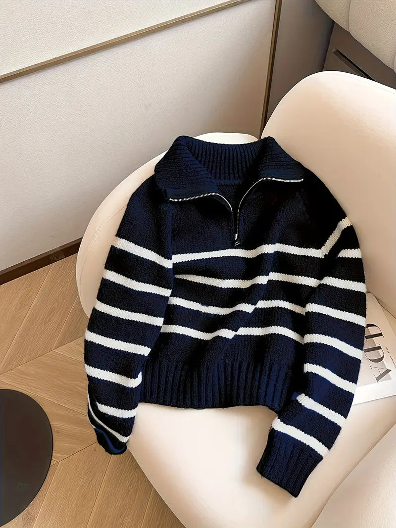 Striped Half-Zip Sweater