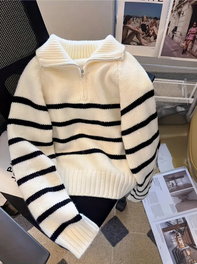 Striped Half-Zip Sweater