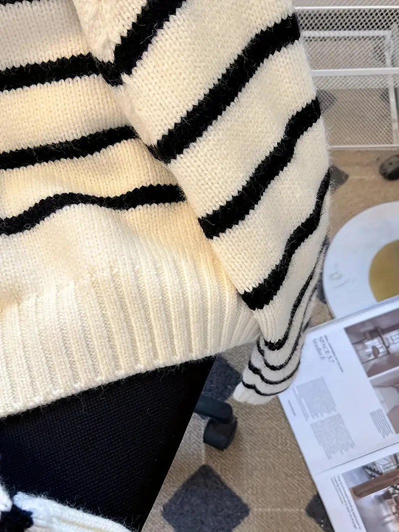 Striped Half-Zip Sweater