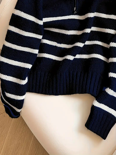 Striped Half-Zip Sweater