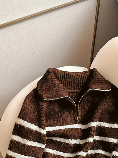 Striped Half-Zip Sweater